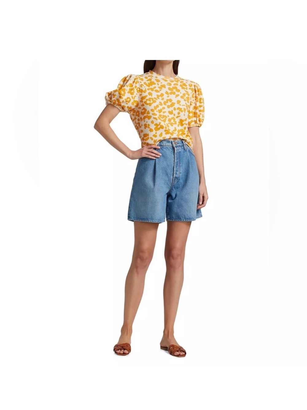 MOTHER Light Blue  The Pleated Fun Dip Denim Shorts - $198 MSRP